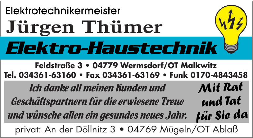 Elektrotechnikermeister Jürgen Thümer