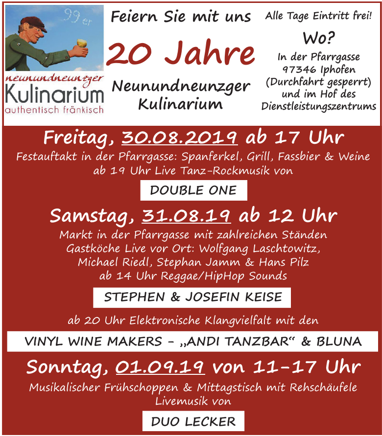 20 Jahre Neunundneunzger Kulinarium 20 Jahre Neunundneunzger Kulinarium