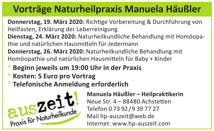 auszeit Praxis für Naturheilkunde - Manuela Häußler - Heilpraktikerin auszeit Praxis für Naturheilkunde - Manuela Häußler - Heilpraktikerin