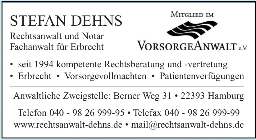 Stefan Dehns Rechtsanwalt + Notar Stefan Dehns Rechtsanwalt + Notar