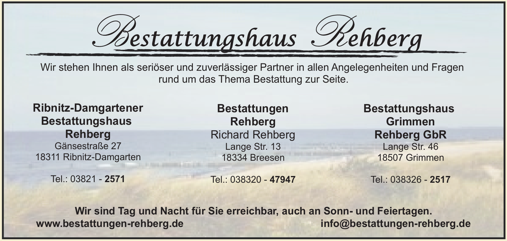 Ribnitz-Damgartener Bestattungshaus Rehberg Ribnitz-Damgartener Bestattungshaus Rehberg