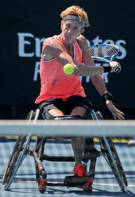 Sabine Ellerbrock, Deutschlands erfolgreichste Rollstuhltennisspielerin, verpasste den Doppeltitel knapp. Foto: Jürgen Hasenkopf