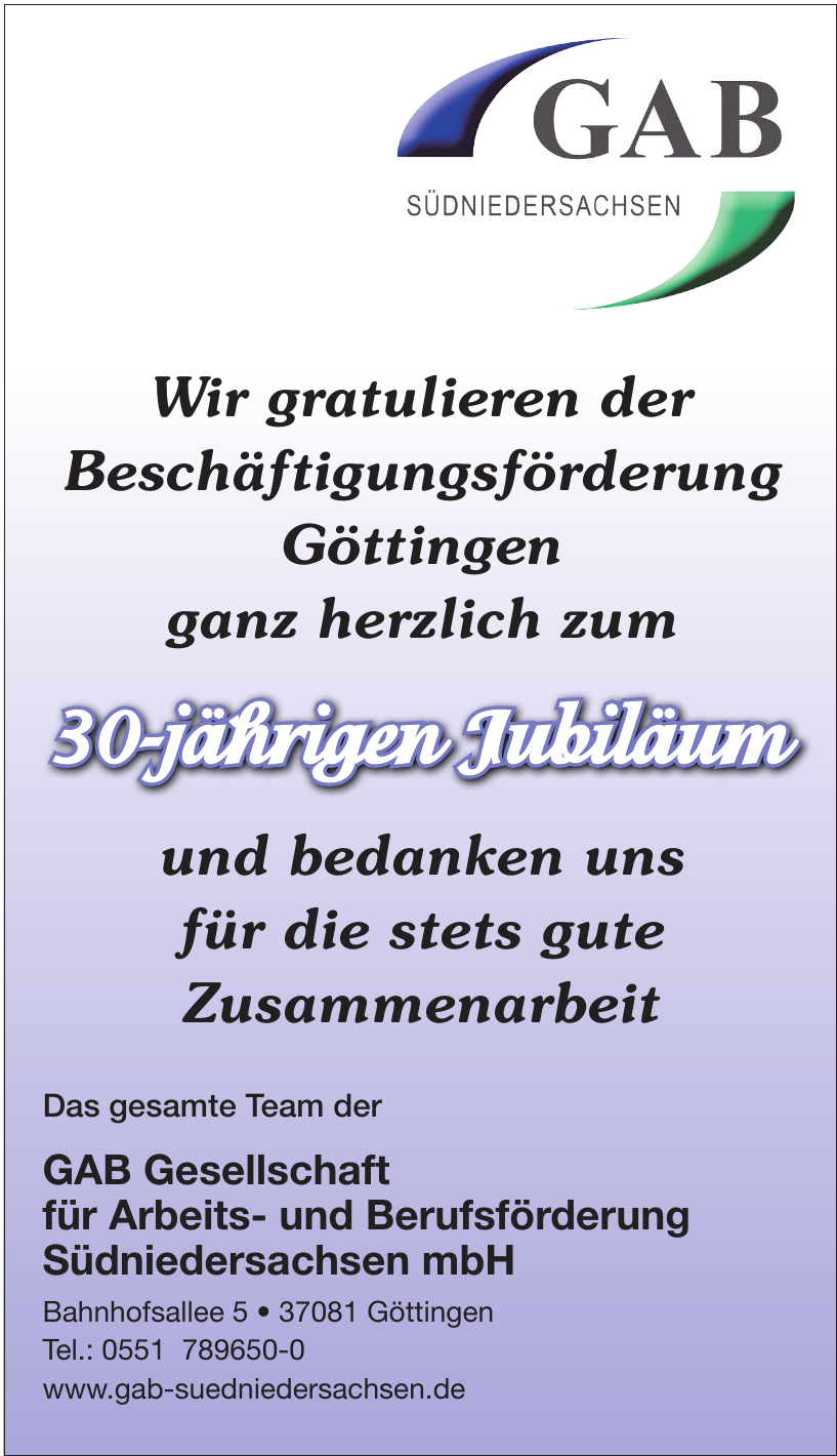 GAB Gesellschaft für Arbeits- und Berufsförderung Südniedersachsen mbH GAB Gesellschaft für Arbeits- und Berufsförderung Südniedersachsen mbH