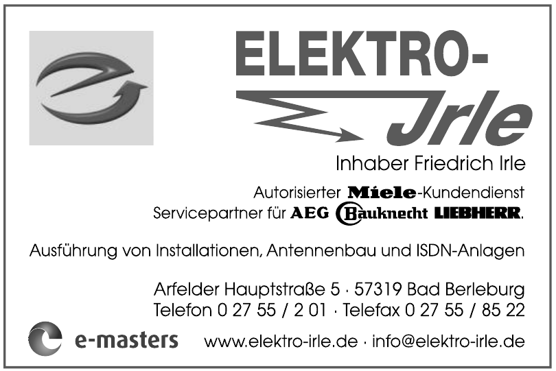 Elektro Irle, Inhaber Friedrich Irle Elektro Irle, Inhaber Friedrich Irle