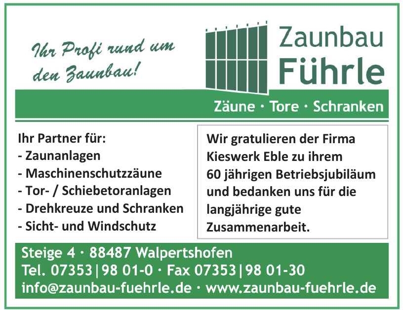 Zaunbau Führle GmbH & Co. KG Zaunbau Führle GmbH & Co. KG