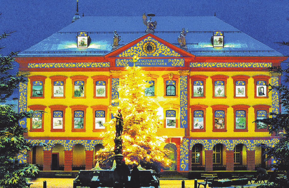 Der größte Adventskalender der Welt befindet sich im badischen Gengenbach (Kinzigtal) - er besteht aus der Fassade des örtlichen Rathauses. Jedes Jahr schmücken die Kunstwerke eines bekannten Künstler die Fenster; jeden Abend um 18 Uhr wird ein neues Fenster geöffnet. In diesem Jahr sind letztmals Bilder von Pop-Art-Künstler Andy Warhol zu sehen.FOTO: STADT GENGENBACH Der größte Adventskalender der Welt befindet sich im badischen Gengenbach (Kinzigtal) - er besteht aus der Fassade des örtlichen Rathauses. Jedes Jahr schmücken die Kunstwerke eines bekannten Künstler die Fenster; jeden Abend um 18 Uhr wird ein neues Fenster geöffnet. In diesem Jahr sind letztmals Bilder von Pop-Art-Künstler Andy Warhol zu sehen.FOTO: STADT GENGENBACH