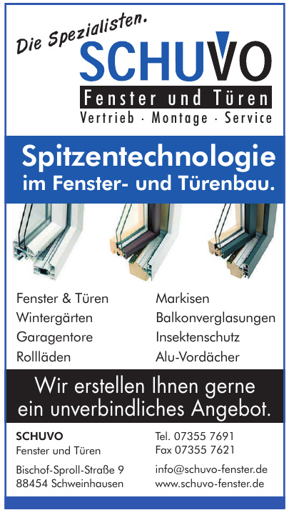 Schuvo Fenster und Türen Schuvo Fenster und Türen
