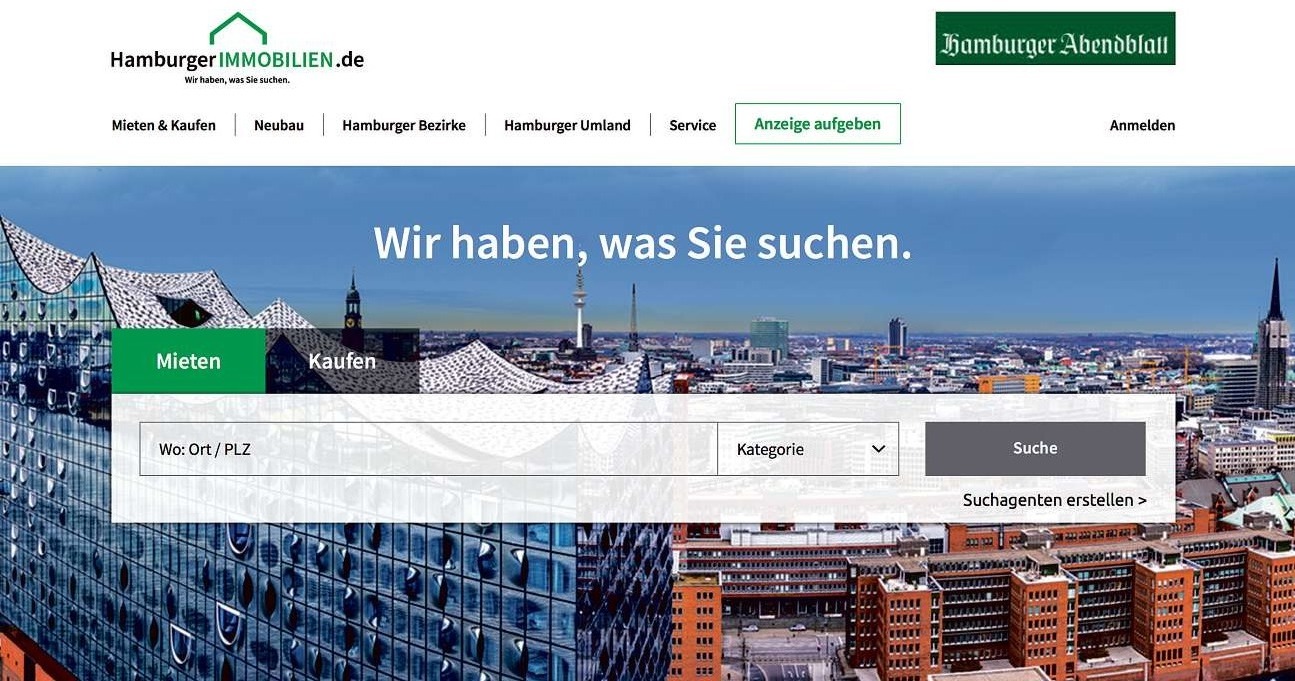 EINFACH SUCHEN, BEQUEM FINDEN: Das Hamburger Abendblatt hat ein neues regionales Immobilienportal gestartet.