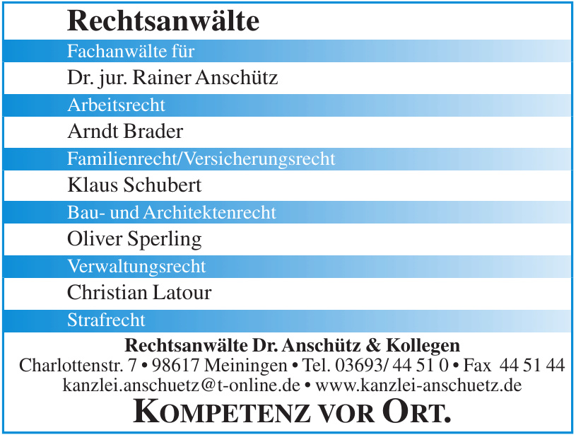 Rechtsanwälte Dr. Anschütz & Kollegen Rechtsanwälte Dr. Anschütz & Kollegen