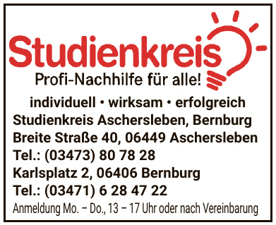 Studienkreis Aschersleben, Bernburg