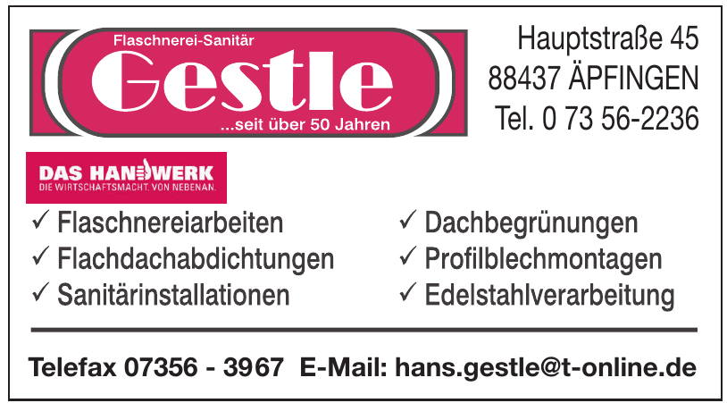 Flaschnerei-Sanitär Gestle Flaschnerei-Sanitär Gestle