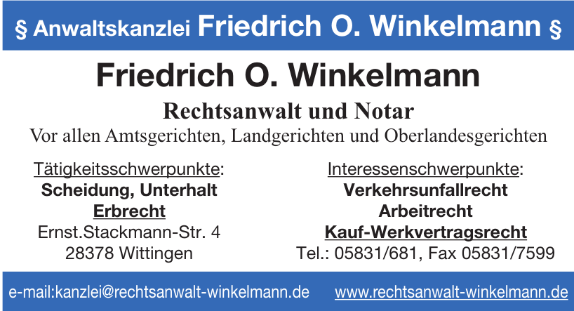 Anwaltskanzlei Friedrich O. Winkelmann Anwaltskanzlei Friedrich O. Winkelmann