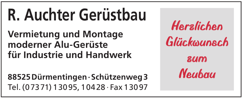 R. Auchter Gerüstbau R. Auchter Gerüstbau