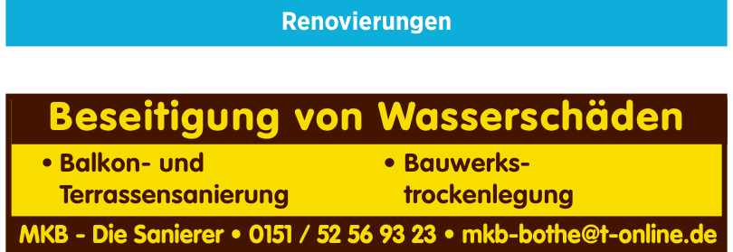 MKB - Die Sanierer - Beseitigung von Wasserschäden MKB - Die Sanierer - Beseitigung von Wasserschäden