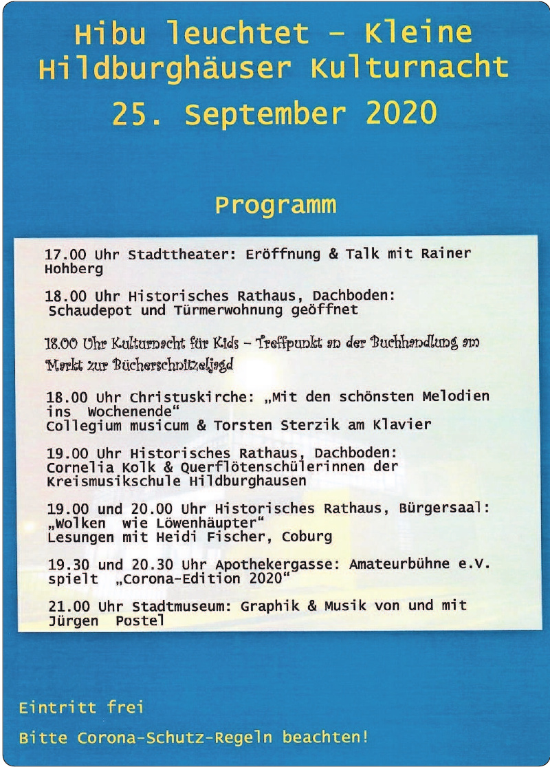 Hibu leuchtete 25. September 2020 - Program Hibu leuchtete 25. September 2020 - Program