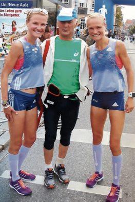 Rudi Manz und Hahner Zwillinge beim Erbe-Lauf 2015.