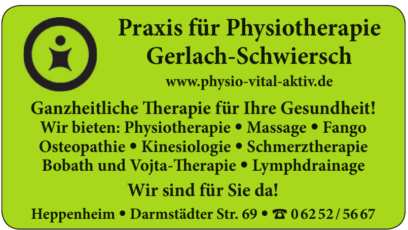 Praxis für Physiotherapie Gerlach-Schwiersch Praxis für Physiotherapie Gerlach-Schwiersch