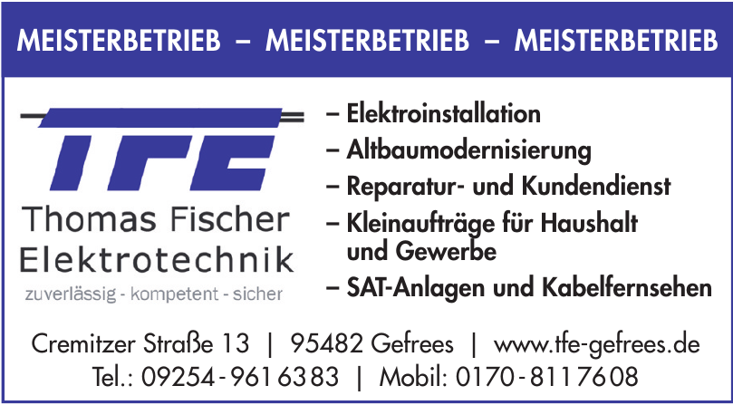 TFE Thomas Fischer Elektrotechnik TFE Thomas Fischer Elektrotechnik