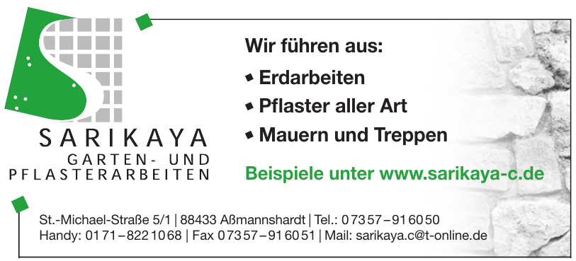 Sarikaya Garten- und Pflasterarbeiten Sarikaya Garten- und Pflasterarbeiten