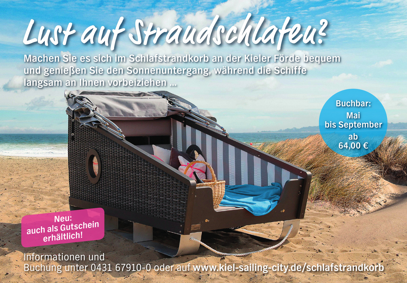 Schlafstrandkorb an der Kieler Förde Schlafstrandkorb an der Kieler Förde