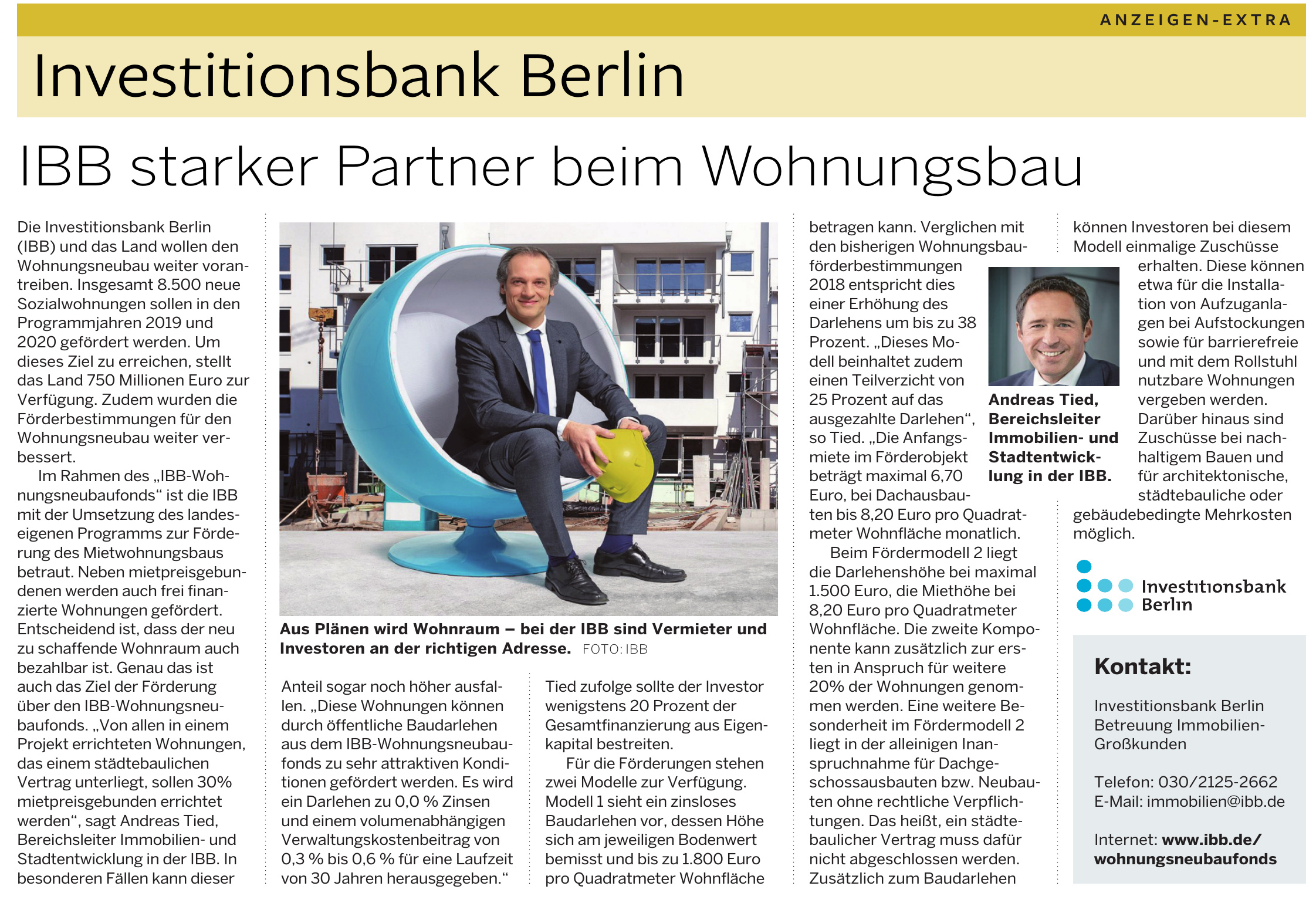 Investitionsbank Berlin Betreuung Immobilien-Großkunden Investitionsbank Berlin Betreuung Immobilien-Großkunden