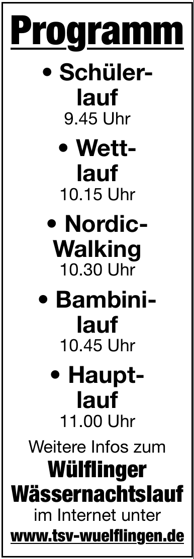 Wülflinger Wässernachtslauf Wülflinger Wässernachtslauf