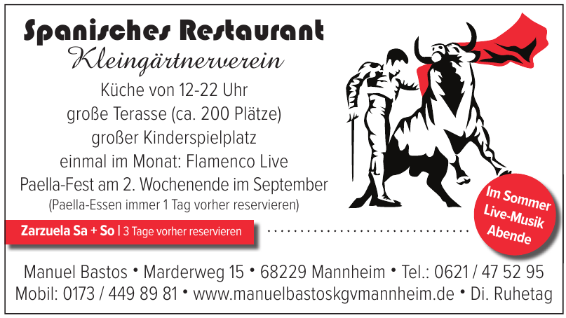 Spanisches Restaurant Kleingärtnerverein Manuel Bastos Spanisches Restaurant Kleingärtnerverein Manuel Bastos