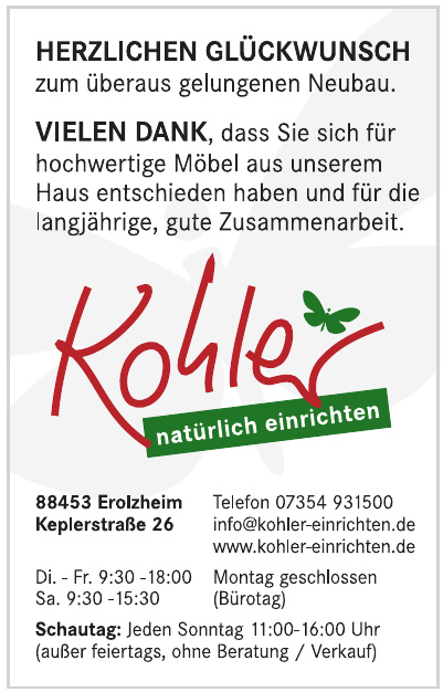 Kohler - natürlich einrichten GmbH & Co. KG Kohler - natürlich einrichten GmbH & Co. KG