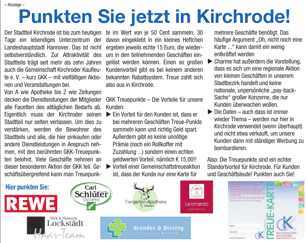 Punkten Sie jetzt in Kirchrode! Punkten Sie jetzt in Kirchrode!