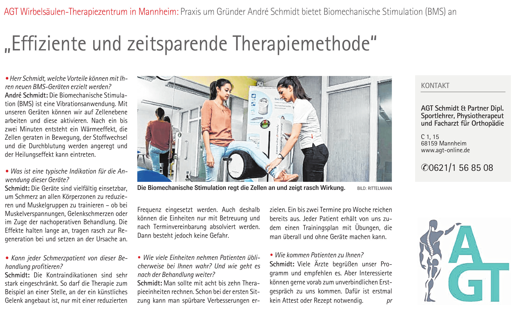 AGT Schmidt & Partner Dipl. Sportlehrer, Physiotherapeut und Facharzt für Orthopädie AGT Schmidt & Partner Dipl. Sportlehrer, Physiotherapeut und Facharzt für Orthopädie