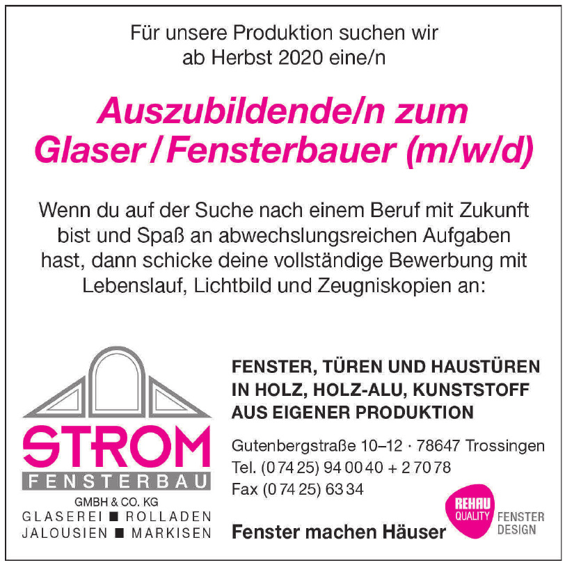 Strom Fensterbau GmbH & Co. KG Strom Fensterbau GmbH & Co. KG