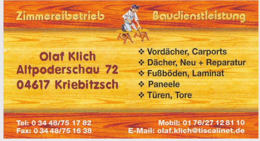 Olaf Klich Zimmereibetrieb, Baudienstleistung Olaf Klich Zimmereibetrieb, Baudienstleistung