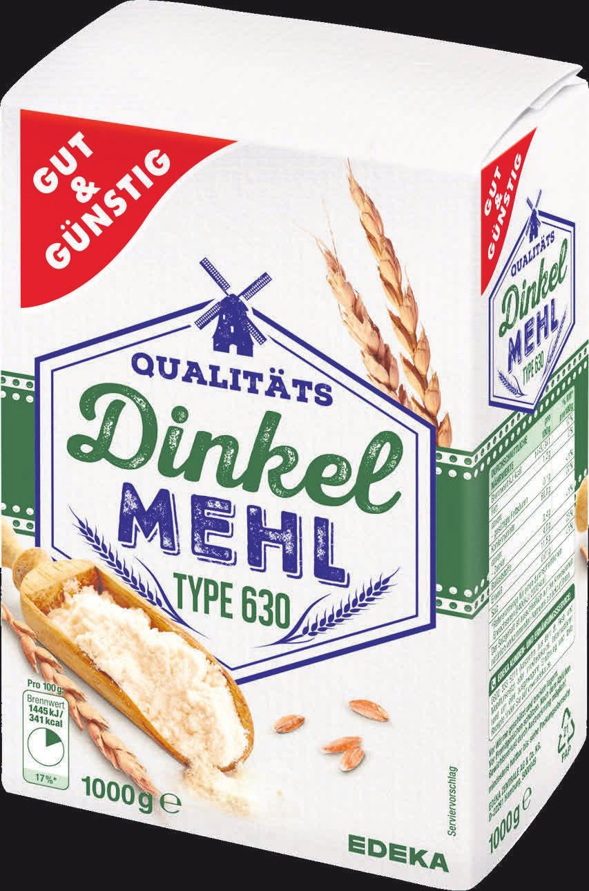 Das GUT&GÜNSTIG Dinkelmehl Type 630 überzeugt nicht nur alle Dinkel-Fans, sondern auch die Tester von „Ökotest“. Das GUT&GÜNSTIG Dinkelmehl Type 630 überzeugt nicht nur alle Dinkel-Fans, sondern auch die Tester von „Ökotest“.