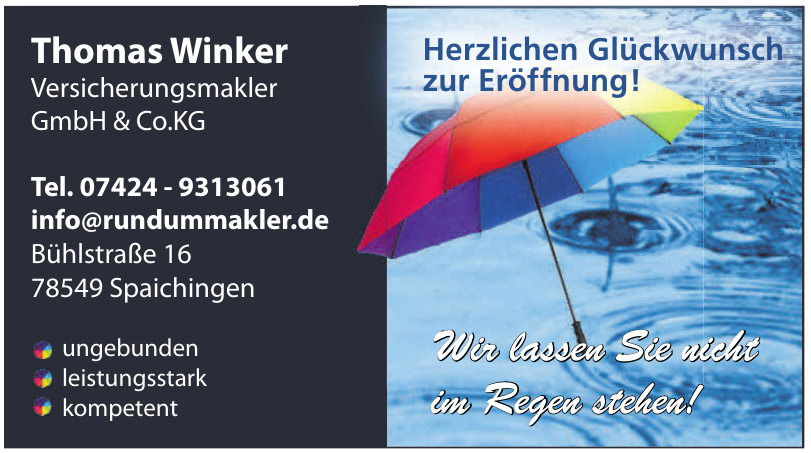Thomas Winker Versicherungsmakler GmbH & Co.KG Thomas Winker Versicherungsmakler GmbH & Co.KG